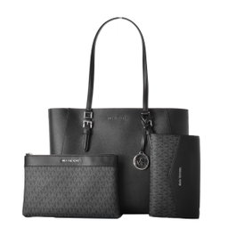 Michael Kors Ensemble Sac Charlotte et Portefeuille en Cuir Noir
