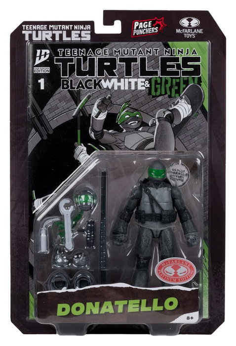 McFarlane Toys Tortues Ninja Page Punchers figurine Donatello (Black White & Green) (Red Platinum Edition) 13 cm