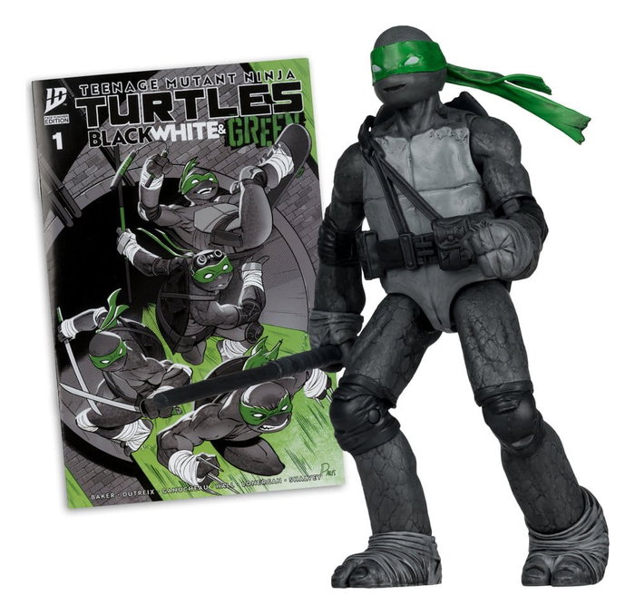 McFarlane Toys Tortues Ninja Page Punchers figurine Donatello (Black White & Green) (Red Platinum Edition) 13 cm