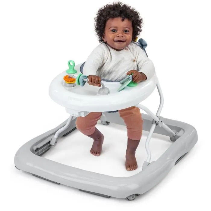 Ingenuity Trotteur pour Bébé Pliable et Évolutif avec Activités - 3 Hauteurs Réglables - À partir de 6 Mois - Modèle Chambray