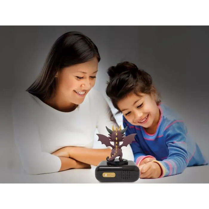 Lexibook Réveil Veilleuse Dragon – Sons et mélodies, écran LCD rétro-éclairé – Noir, Violet, Jaune
