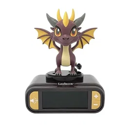 Lexibook Réveil Veilleuse Dragon – Sons et mélodies, écran LCD rétro-éclairé – Noir, Violet, Jaune