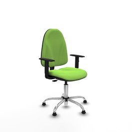 PIQUERAS Y CRESPO Chaise de bureau Algarra, tissu pistache, base chromée, accoudoirs 1D