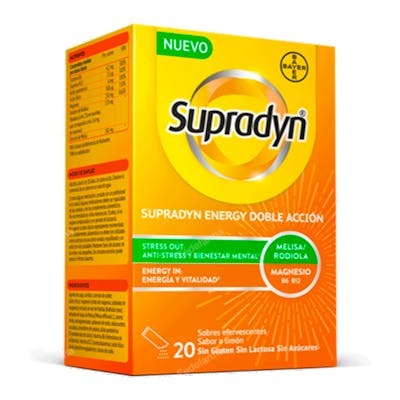 Supradyn Énergie Double Action sachets effervescents citron 20 unités Supradyn Énergie Double Action sachets effervescents citron 20 unités