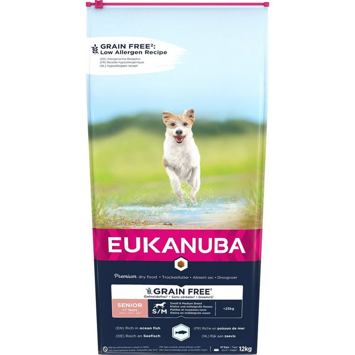 Nourriture Eukanuba Grain Free Senior small/medium breed Senior Poisson 12 kg Nourriture Eukanuba Grain Free Senior small/medium breed Senior Poisson 12 kg
