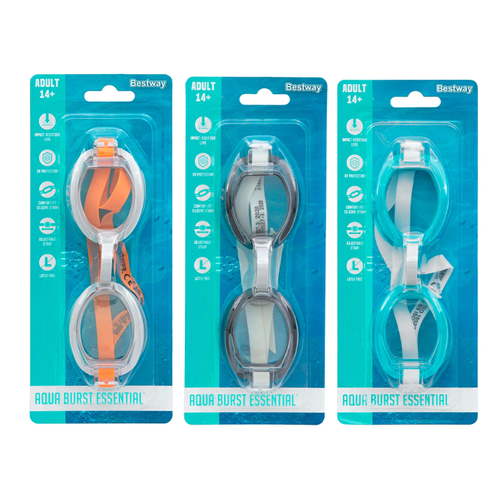 Bestway 21097 Goggles Natation Adulte Silicone Couleur Assortie +14 Ans Plage et Piscine
