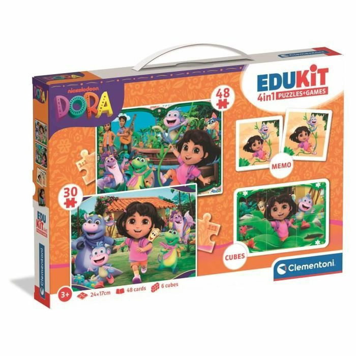 Clementoni Edukit 4 en 1 Dora - Puzzle, Mémo et Cubes Clementoni Edukit 4 en 1 Dora - Puzzle, Mémo et Cubes