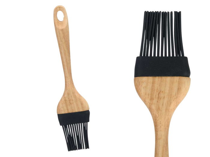 Kinvara Pinceau Silicone Noir avec Manche Bois 23x2x5 cm (Set de 24)