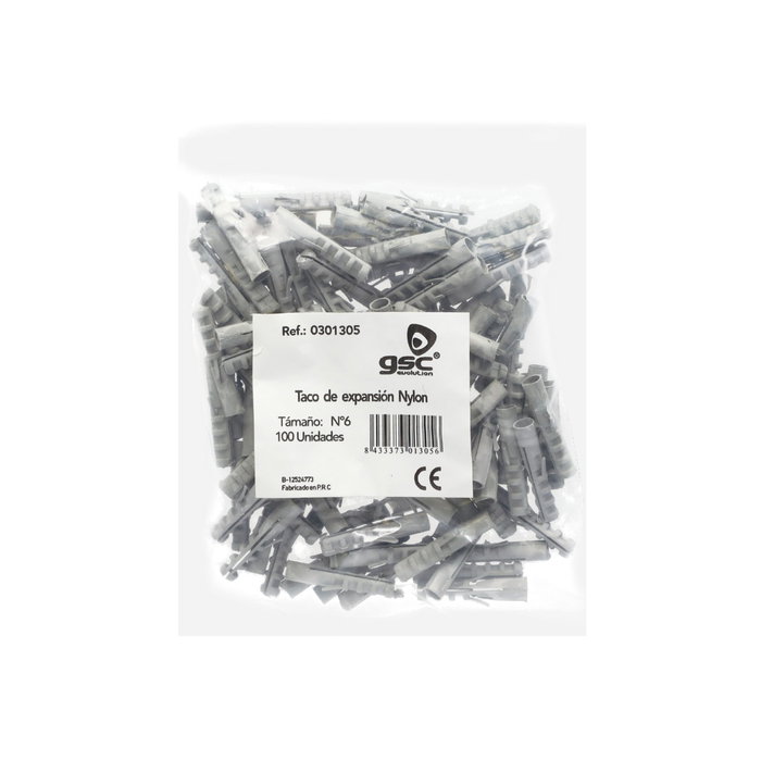 GSC Evolution Sac de 100 chevilles à expansion Nylon Gris 6mm