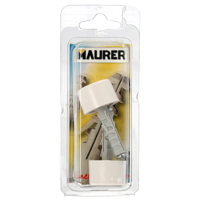 MAURER Butée de porte blanche avec cheville en nylon, lot de 2 pièces