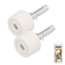 MAURER Butée de porte blanche avec cheville en nylon, lot de 2 pièces
