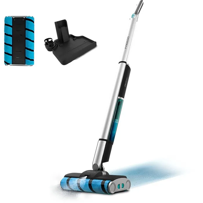 CECOTEC FreeGoWash TwiceSpray - Aspirateur balai laveur avec base d'auto-nettoyage - 60 W - Autonomie 40 min - Réservoir 450 ml - Nettoyage ciblé et homogène - Gris