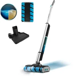 CECOTEC FreeGoWash TwiceSpray - Aspirateur balai laveur avec base d'auto-nettoyage - 60 W - Autonomie 40 min - Réservoir 450 ml - Nettoyage ciblé et homogène - Gris