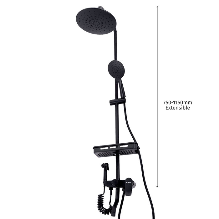 Ensemble de douche noir avec mitigeur monocommande en laiton et zinc