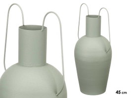 GIFTDECOR Jarrón Acero Doble Asa Verde Pastel GRD