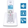 Alcatel F530 Duo - Téléphone DECT sans fil avec 2 combinés, écran rétroéclairé, fonction blocage d'appels, mains libres, 2 mémoires directes, Blanc/Gris
