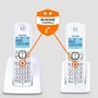 Alcatel F530 Duo - Téléphone DECT sans fil avec 2 combinés, écran rétroéclairé, fonction blocage d'appels, mains libres, 2 mémoires directes, Blanc/Gris
