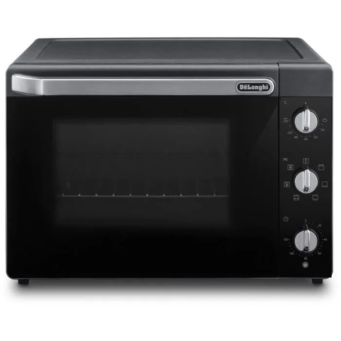 DeLonghi EO40123.S - Mini-four à chaleur tournante avec tournebroche, 40 L, 2000 W, Noir (51.5 x 44 x 36 cm)