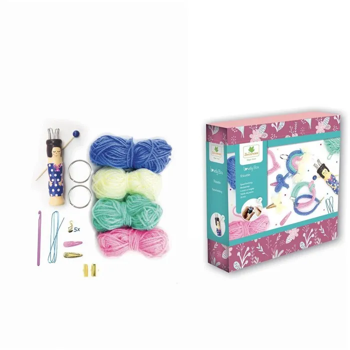 Sycomore Lovely Box - Tricotin pour enfants dès 7 ans - Kit créatif d'apprentissage avec laine pour décorations et accessoires