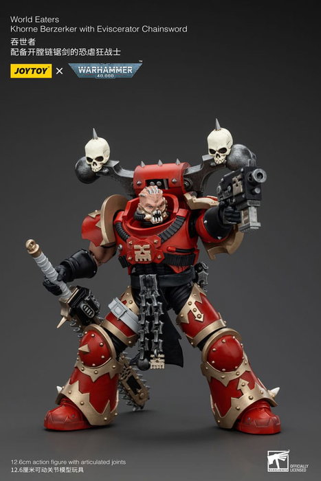 Warhammer 40k figurine 1/18 World Eaters Khorne Berzerker with Eviscerator Chainsword 13 cm