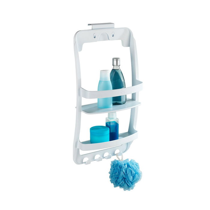 Wenko Étagère de salle de bain suspendue universelle blanche 26 x 11,5 x 50 cm avec 2 paniers et 4 crochets