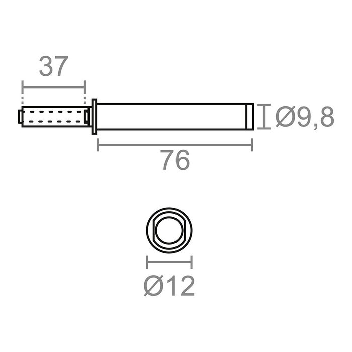 Edm Poussoir à encastrer avec amortisseur Im10, ø12 x 76 mm
