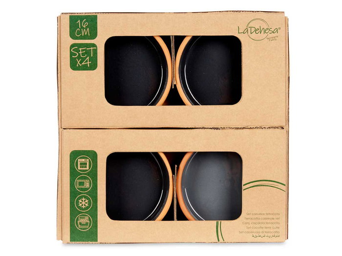 LA DEHESA Set de 6 caquelons en terre cuite coloris Antracita 16 cm