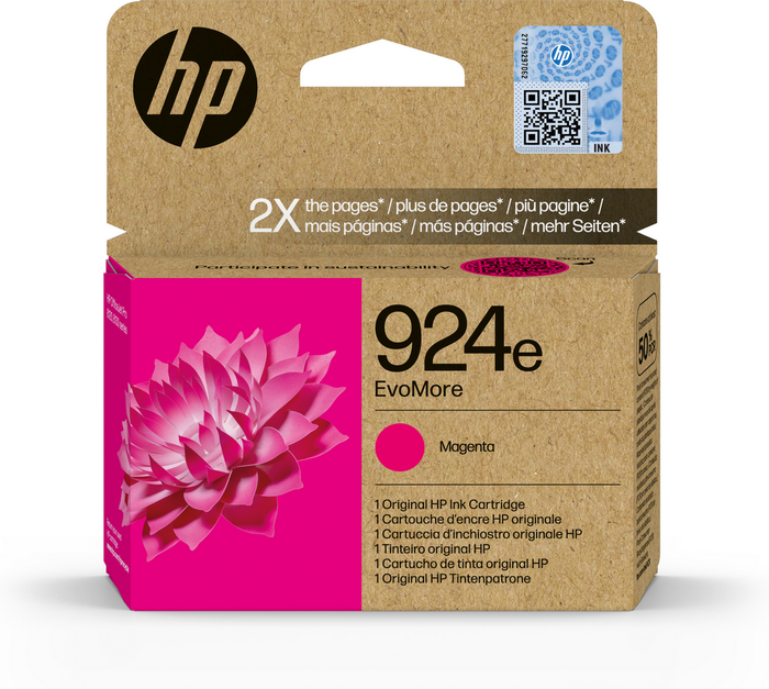 HP HP 4K0U8NE Cartouche d'encre magenta 924e (~800 pages) HP HP 4K0U8NE Cartouche d'encre magenta 924e (~800 pages)