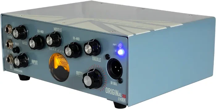 ASHDOWN UK-OBM-300 Ampli Basse Tête 300W Ice Blue Fabriqué Royaume-Uni EQ 5 Bandes FX Loop DI
