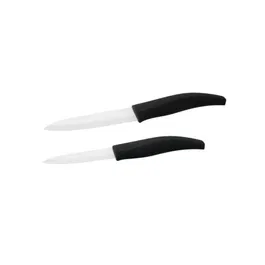 Nirosta - Lot de 2 couteaux céramique - Couteau d'office et couteau de cuisine avec lames en céramique 12.5 cm et 7.5 cm - Manche ergonomique noir et blanc