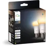 Philips Hue - Pack de 2 ampoules LED connectées A60, culot E27, 8.1W, lumière blanche chaude réglable 1000-2000K, 1100 lumens