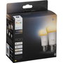 Philips Hue Pack de 2 ampoules LED connectées A60, Lumière blanche chaude, E27