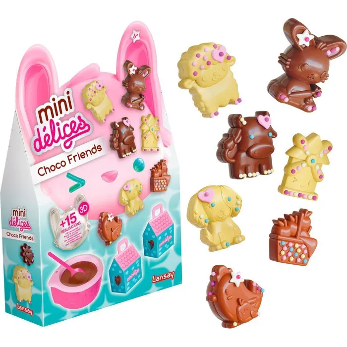 LANSAY - Mini Délices - Choco Friends - Kit Création de Chocolats Animaux - 6 Ans et Plus - Référence: Choco Friends