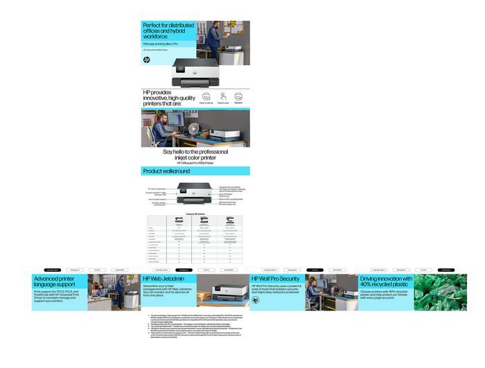 HP OfficeJet Pro 9110b - Imprimante couleur multifonction sans fil avec recto verso automatique, écran tactile et port USB pour bureau