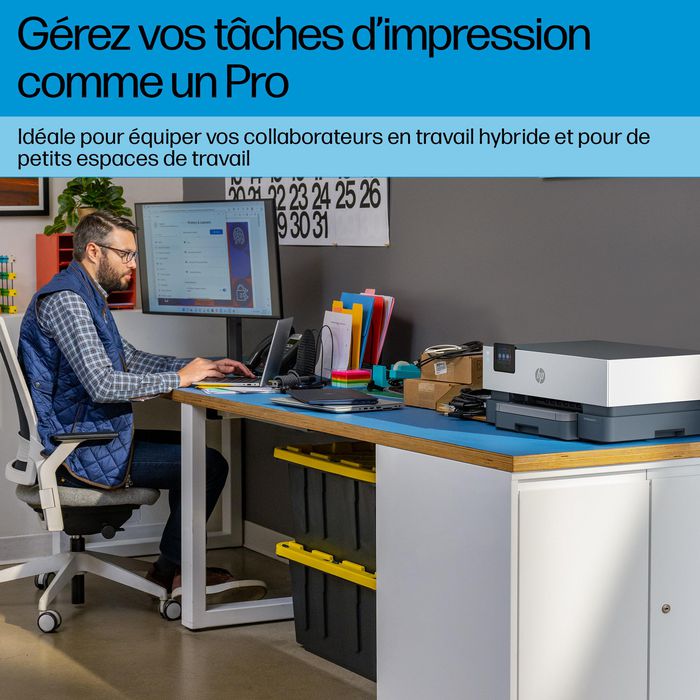 HP OfficeJet Pro 9110b - Imprimante couleur multifonction sans fil avec recto verso automatique, écran tactile et port USB pour bureau