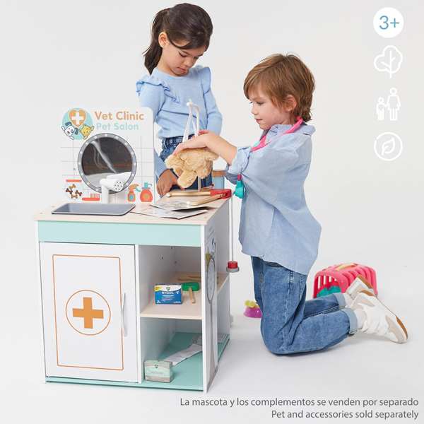 Color Baby - Hôpital vétérinaire en bois avec 17 pièces et accessoires, taille 47,5 x 47,5 x 75,5 cm, pour enfants à partir de 3 ans Color Baby - Hôpital vétérinaire en bois avec 17 pièces et accessoires, taille 47,5 x 47,5 x 75,5 cm, pour enfants à partir de 3 ans