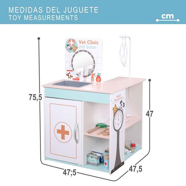 Color Baby - Hôpital vétérinaire en bois avec 17 pièces et accessoires, taille 47,5 x 47,5 x 75,5 cm, pour enfants à partir de 3 ans Color Baby - Hôpital vétérinaire en bois avec 17 pièces et accessoires, taille 47,5 x 47,5 x 75,5 cm, pour enfants à partir de 3 ans