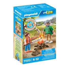 PLAYMOBIL - Set de Feu de Camp avec Guimauves et Personnage 71513, Figurine pour Enfants à partir de 4 ans, Jouet d'Imagination et de Rôle