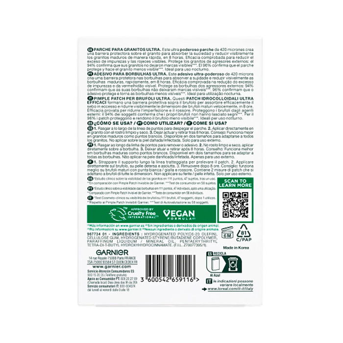 Garnier Pure Active Patch Anti-Boutons 8h, 22 unités avec Technologie Hydrocolloïde pour une Action Efficace et Discrète Garnier Pure Active Patch Anti-Boutons 8h, 22 unités avec Technologie Hydrocolloïde pour une Action Efficace et Discrète