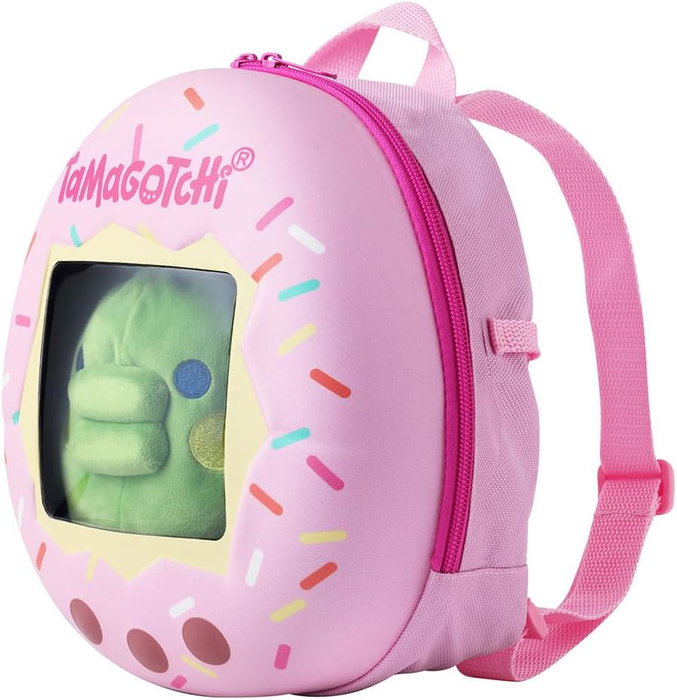 Bandai Mochila Tamagotchi Kuchipatchi avec peluche transformable, 3 évolutions, harnais pour épaules et fenêtre de vue