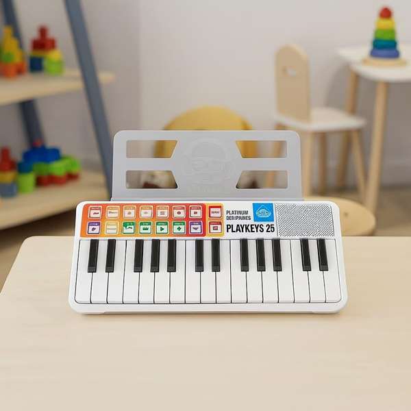 iDance - Piano électronique 25 touches - Clavier pour débutant avec connexion USB - Langue anglais - Coloris Blanc - Jouet musical en plastique