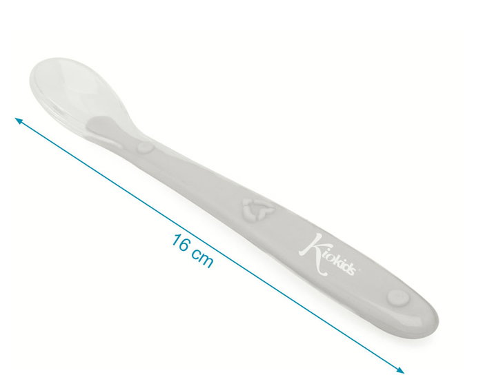 KioKids Cuillère en silicone pour bébé étape 1 (gris), recommandée pour enfants à partir de 6 mois, texture douce, résistante au lave-vaisselle