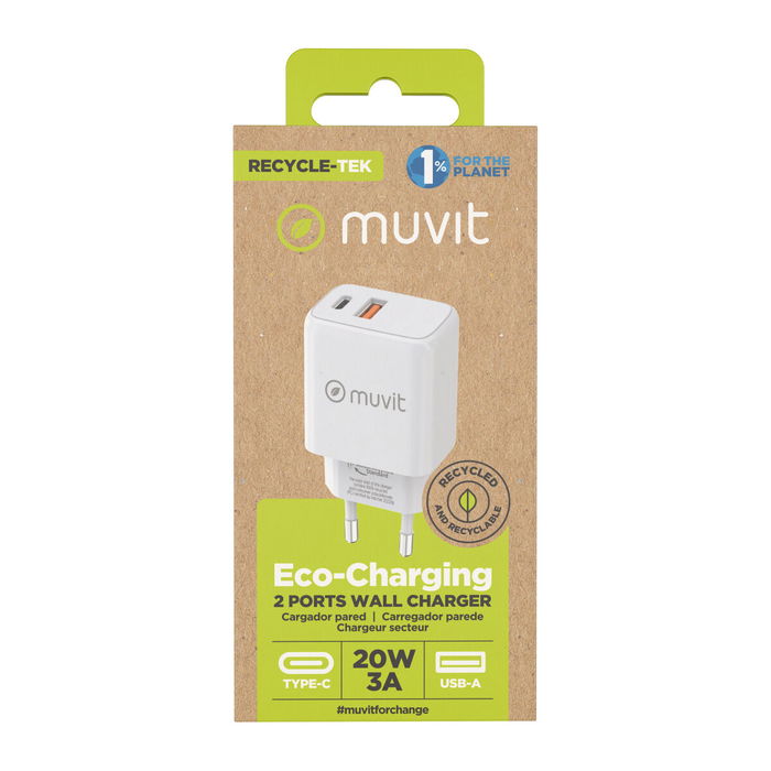 Chargeur mural Muvit for Change Blanc 18 W 20 W