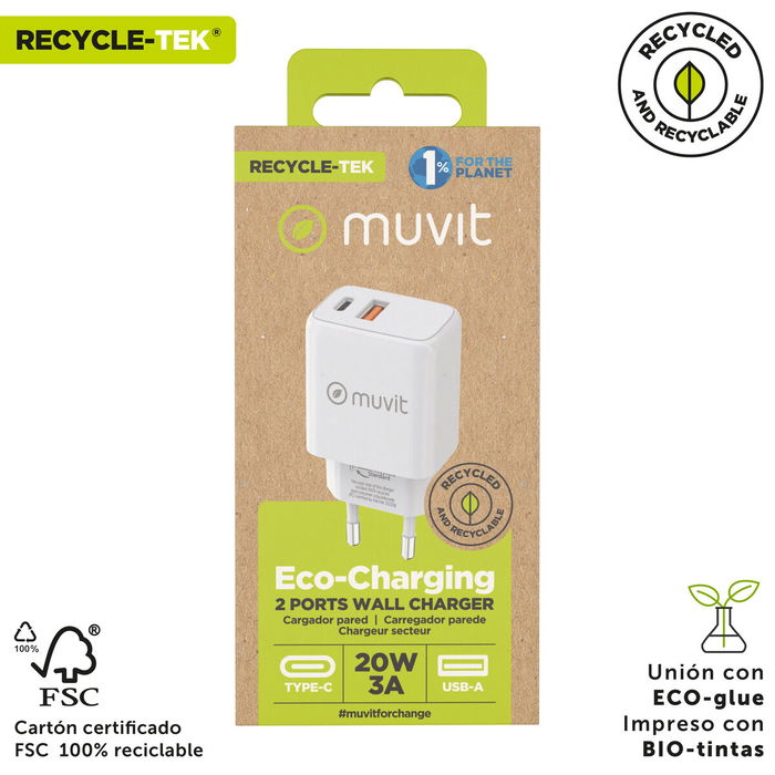 Chargeur mural Muvit for Change Blanc 18 W 20 W