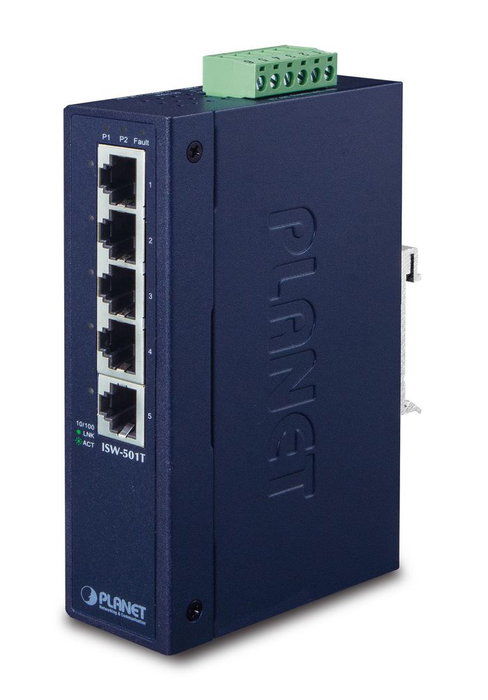 Planet ISW-501T Commutateur Ethernet Industriel 5 Ports 10/100 TX Slim -40 à 75°C, Redondance Alimentation Planet ISW-501T Commutateur Ethernet Industriel 5 Ports 10/100 TX Slim -40 à 75°C, Redondance Alimentation