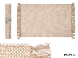 Giftdecor Tapis Artisanal 110x60 cm Beige Naturel 65% Polyester 35% Coton (Set de 8)