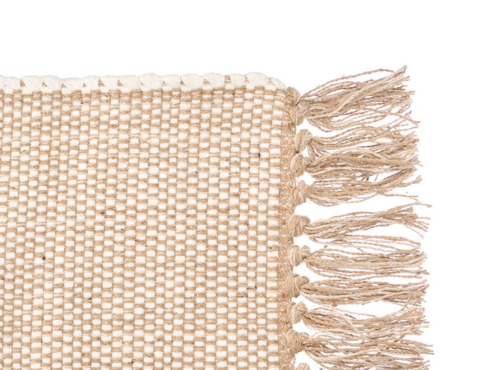 Giftdecor Tapis Artisanal 110x60 cm Beige Naturel 65% Polyester 35% Coton (Set de 8)