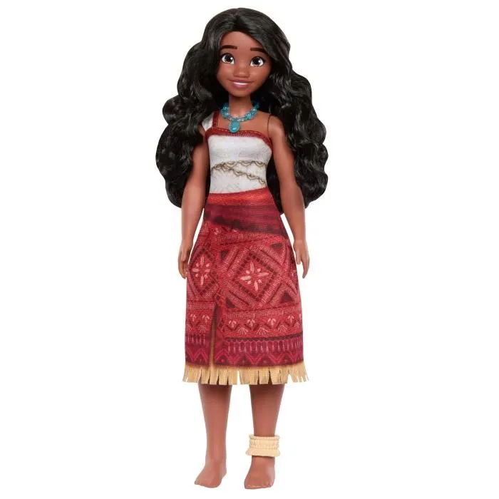 Disney Princess Poupee Vaiana 2 JBT56 - Poupée articulée avec cheveux bouclés, tenue en tissu, bracelet et collier - Idéale enfant 3 à 10 ans