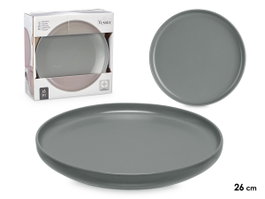 Vessia Assiette Plate Grande Grès Gris Foncé 26.5 cm (Set de 24)
