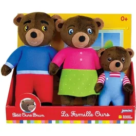 JEMINI - Coffret peluches Petit Ours Brun, Famille complète (Maman, Papa et Petit Ours) - Peluches 13 et 19 cm